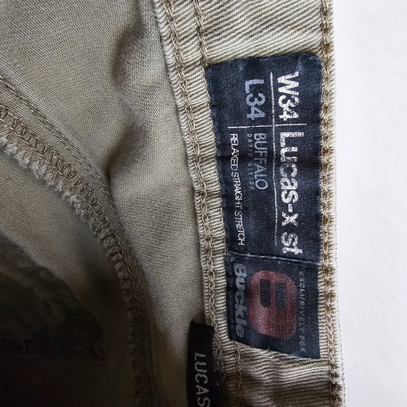 Buffalo David Bitton Jeans Mens 34x34 Beige Lucas-X ST Relaxed Straight Stretch - Picture 8 of 9